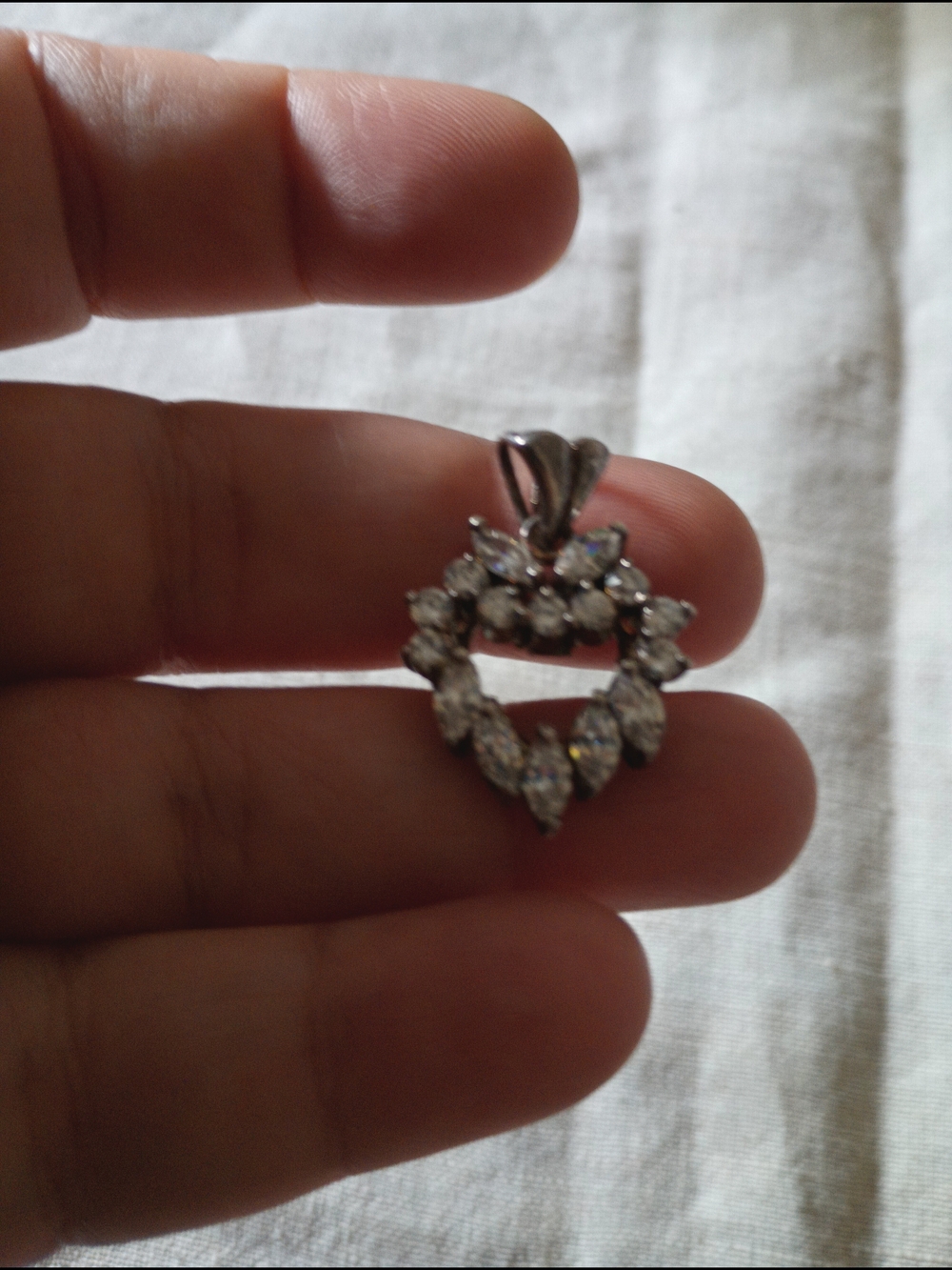 Sterliing Silver Heart 925  Pendant Necklace with Clear Stones - Women Jewelry
